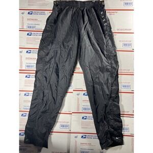 VINTAGE Nike Pants Mens L Black Windbreaker Breakaway Side Snap Y2K 90s Baggy
